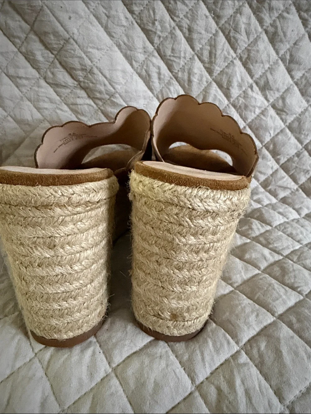 kate spade Tan Suede Espadrille Wedge Slides